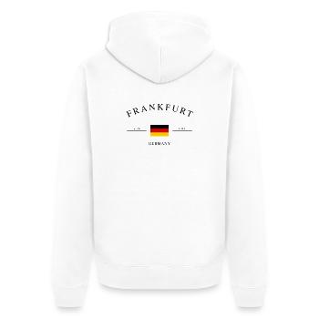 Francfort, Allemagne – Souvenir et cadeau des Fêtes - Veste à capuche bio Premium Unisexe - blanc - Dos - Thijin (182cm)
