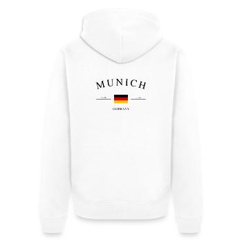 München Deutschland – Urlaub Souvenir & Geschenk - Unisex Premium Bio Zip Hoodie - Weiß - Hinten - Thijin (182cm)