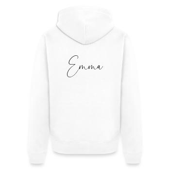 Emma / Conception personnalisée de l’écriture manuscrite - Veste à capuche bio Premium Unisexe - blanc - Dos - Thijin (182cm)