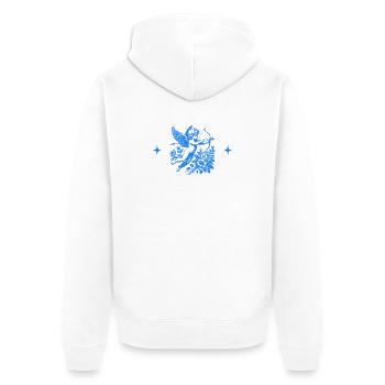 Blaue Blume Amor - Unisex Premium Bio Zip Hoodie - Weiß - Hinten - Thijin (182cm)
