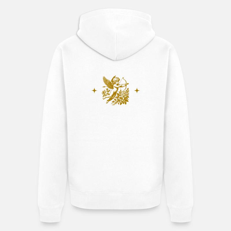 Cupid Doré et Fleurs - Veste à capuche bio Premium Unisexe - blanc