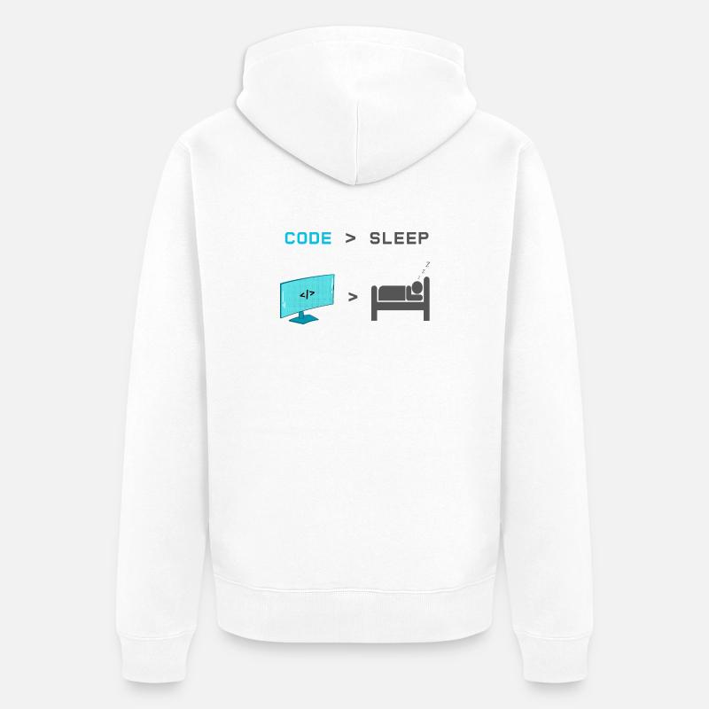 Code vs Sleep: Coder in Sleep Mode - Unisex Premium Organic Zip Hoodie - white
