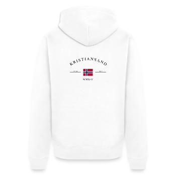 Kristiansand Norway – Holiday Souvenir & Gift - Unisex Premium Organic Zip Hoodie - white - Back - Thijin (182cm)