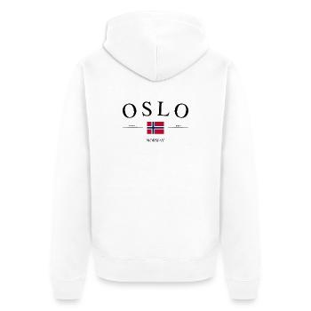 Oslo Norway – Holiday Souvenir & Gift - Unisex Premium Organic Zip Hoodie - white - Back - Thijin (182cm)