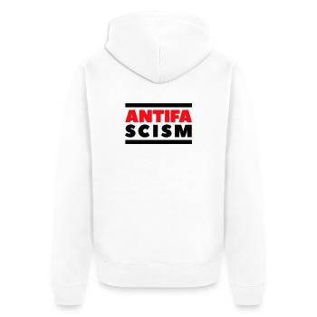 ANTIFA - Antifascism - Unisex Premium Organic Zip Hoodie - white - Back - Thijin (182cm)