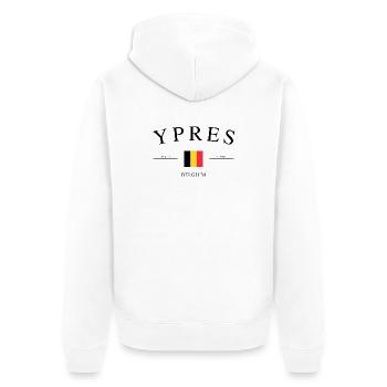 Ypres Ieper Belgium – Holiday Souvenir & Gift - Unisex Premium Organic Zip Hoodie - white - Back - Thijin (182cm)