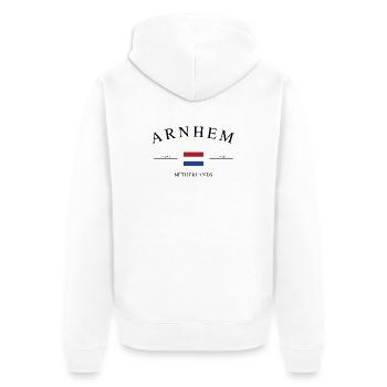 Arnhem Netherlands – Holiday Souvenir & Gift - Unisex Premium Organic Zip Hoodie - white - Back - Thijin (182cm)