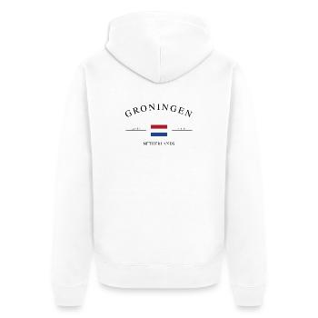 Groningen Niederlande – Urlaub Souvenir & Geschenk - Unisex Premium Bio Zip Hoodie - Weiß - Hinten - Thijin (182cm)