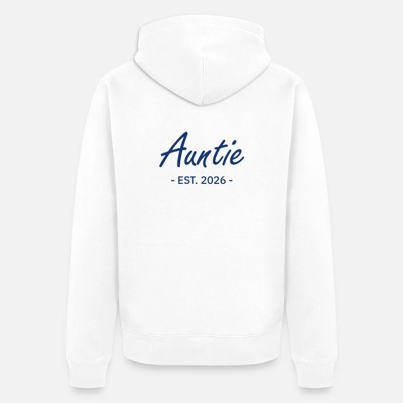 Auntie Script Est 2026 - Veste à capuche bio Premium Unisexe - blanc