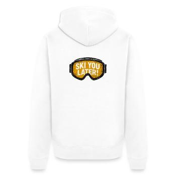 Ski You Later – Grunge Skibrille - Unisex Premium Bio Zip Hoodie - Weiß - Hinten - Thijin (182cm)