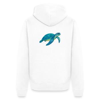 Blaue Meeresschildkröte Aquarell - Unisex Premium Bio Zip Hoodie - Weiß - Hinten - Thijin (182cm)