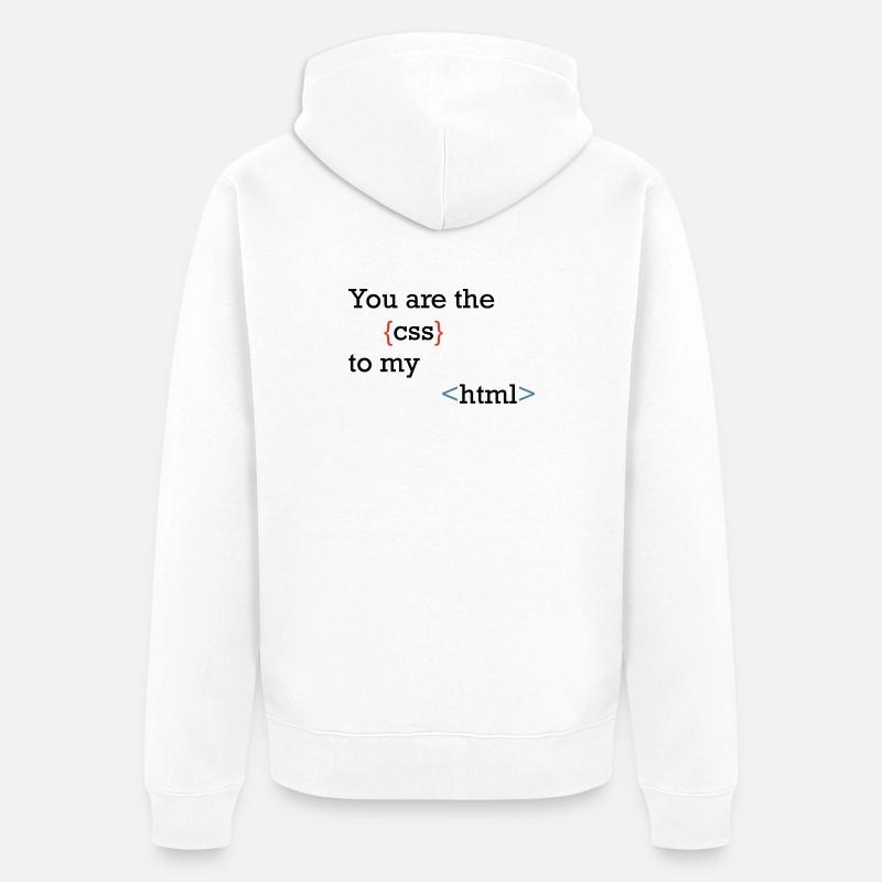 CodeSymbolik Geschweifte und Winkel - Unisex Premium Bio Zip Hoodie - Weiß