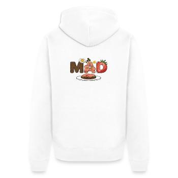 Mad Food Dänemark - Unisex Premium Bio Zip Hoodie - Weiß - Hinten - Thijin (182cm)