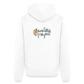 Permaculture Emblème Floral du Futur - Veste à capuche bio Premium Unisexe - blanc - Dos - Thijin (182cm)