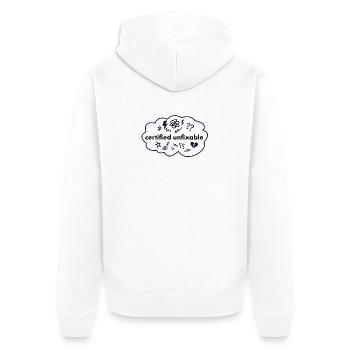 Zertifiziert Unfixable - Unisex Premium Bio Zip Hoodie - Weiß - Hinten - Thijin (182cm)