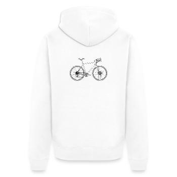 Rennrad Minimal Art Retro – Geschwindigkeit pur - Unisex Premium Bio Zip Hoodie - Weiß - Hinten - Thijin (182cm)