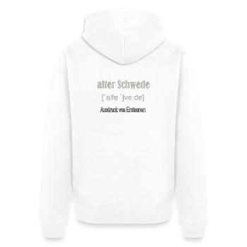 Alter Schwede  - Unisex Premium Bio Zip Hoodie - Weiß - Hinten - Thijin (182cm)