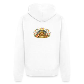 Magical Spring House with Fox and Owl - Unisex Premium Organic Zip Hoodie - white - Back - Thijin (182cm)