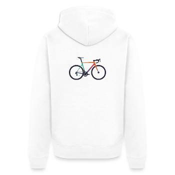 Rennrad_bunt - Unisex Premium Bio Zip Hoodie - Weiß - Hinten - Thijin (182cm)