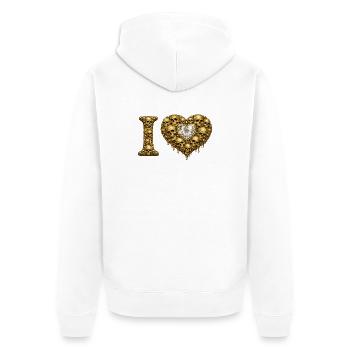 J’ADORE | Cœur du Crâne d’Or – Amour du Crâne - Veste à capuche bio Premium Unisexe - blanc - Dos - Thijin (182cm)