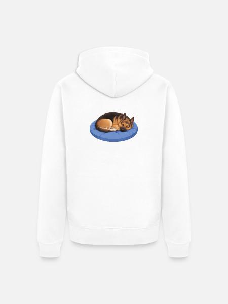 German Shepherd Relax, Chill, Lie - Unisex Premium Organic Zip Hoodie - white