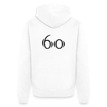 60. 60 JAHRE. 60-JÄHRIGES JUBILÄUM. 60. GEBURTSTAG. - Unisex Premium Bio Zip Hoodie - Weiß - Hinten - Thijin (182cm)