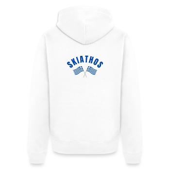 Skiathos kreuzte griechische Flaggen - Unisex Premium Bio Zip Hoodie - Weiß - Hinten - Thijin (182cm)