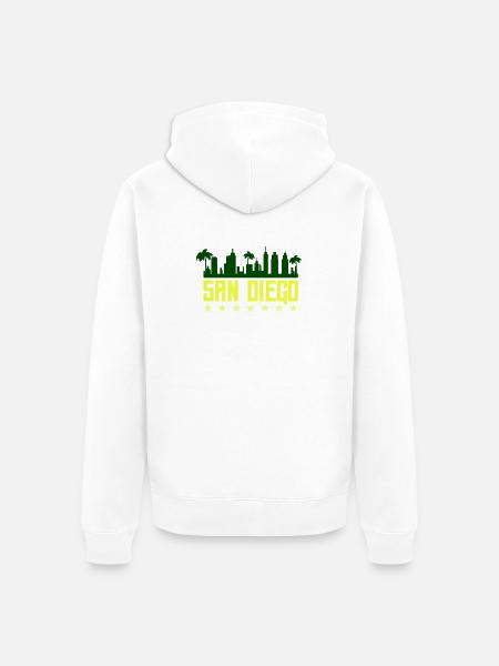San Diego Skyline Neon Yellow - Unisex Premium Organic Zip Hoodie - white