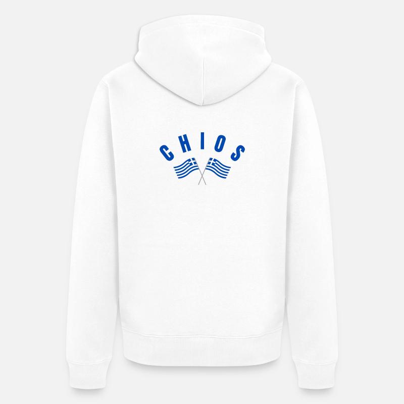 Chios Croisé des drapeaux grecs - Veste à capuche bio Premium Unisexe - blanc