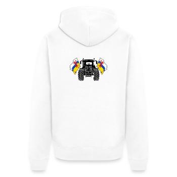 Limburg_Tractor_Pride - Unisex Premium Bio Zip Hoodie - Weiß - Hinten - Thijin (182cm)
