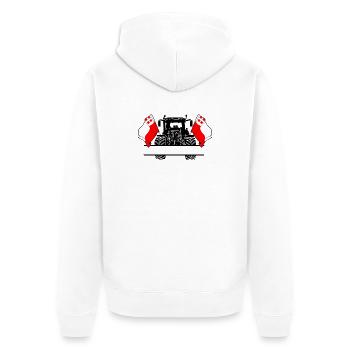 Utrecht_Tractor_Custom_Edition - Unisex Premium Bio Zip Hoodie - Weiß - Hinten - Thijin (182cm)