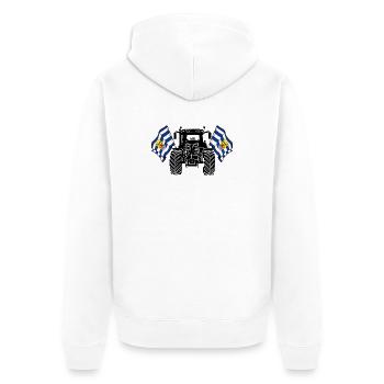Zeeland_Tractor_Pride - Unisex Premium Bio Zip Hoodie - Weiß - Hinten - Thijin (182cm)