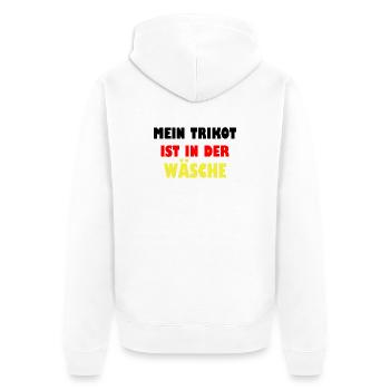Mein Trikot ist in der Wäsche - Unisex Premium Bio Zip Hoodie - Weiß - Hinten - Thijin (182cm)