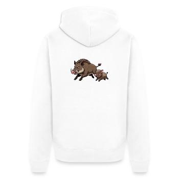 Wildschwein mit Frischling - Unisex Premium Bio Zip Hoodie - Weiß - Hinten - Thijin (182cm)