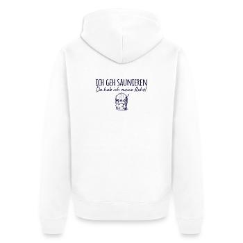 Saunieren Da hab ich meine Ruhe - Sauna - Unisex Premium Bio Zip Hoodie - Weiß - Hinten - Thijin (182cm)