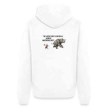 Die Größe spielt keine Rolle - Unisex Premium Bio Zip Hoodie - Weiß - Hinten - Thijin (182cm)