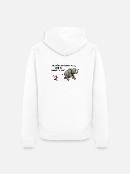 Die Grösse spielt keine Rolle - Unisex Premium Bio Zip Hoodie - Weiß