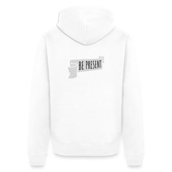 Be present at the moment here and now Quote Text - Unisex Premium Organic Zip Hoodie - white - Back - Thijin (182cm)