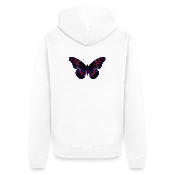 Papillon néon holographique - Veste à capuche bio Premium Unisexe - blanc - Dos - Thijin (182cm)