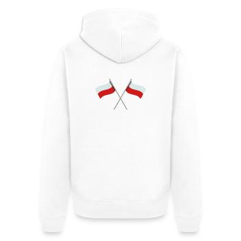 Polnische Flagge - Unisex Premium Bio Zip Hoodie - Weiß - Hinten - Thijin (182cm)