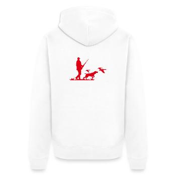 Jäger mit Hund und Wildvögeln - Unisex Premium Bio Zip Hoodie - Weiß - Hinten - Thijin (182cm)