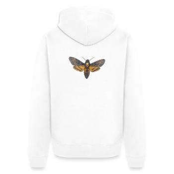 Sphinx-Schädel-Nacht-Schädel-Schmetterling - Unisex Premium Bio Zip Hoodie - Weiß - Hinten - Thijin (182cm)