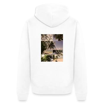 Beach - Unisex Premium Bio Zip Hoodie - Weiß - Hinten - Thijin (182cm)
