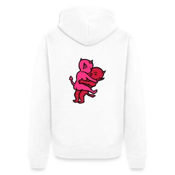 teufels-sex ... von wicki_de - Unisex Premium Bio Zip Hoodie - Weiß - Hinten - Thijin (182cm)