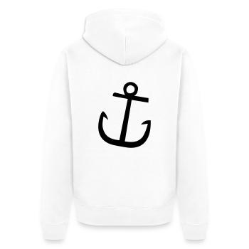 DE - Anker - Unisex Premium Bio Zip Hoodie - Weiß - Hinten - Thijin (182cm)