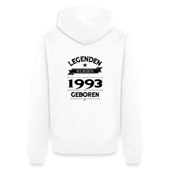 1993 - Unisex Premium Bio Zip Hoodie - Weiß - Hinten - Thijin (182cm)