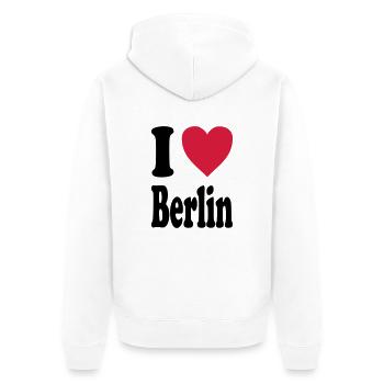 I love Berlin - Unisex Premium Bio Zip Hoodie - Weiß - Hinten - Thijin (182cm)