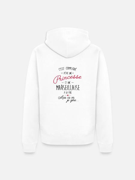 princesse et Marseillaise - Veste à capuche bio Premium Unisexe - blanc
