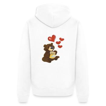 Bär - Unisex Premium Bio Zip Hoodie - Weiß - Hinten - Thijin (182cm)