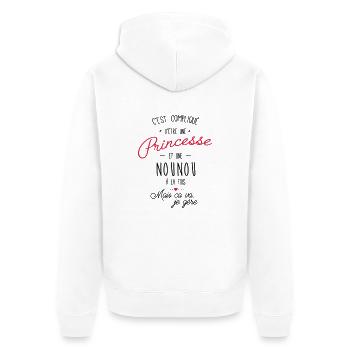 Compliqué d'être une princesse et une nounou - Veste à capuche bio Premium Unisexe - blanc - Dos - Thijin (182cm)